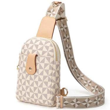 Imagem de LBiayion Pequena bolsa tiracolo feminina – Pochete de couro vegano com alça ajustável – Bolsa de peito moderna para viagens, A - Branco, Small