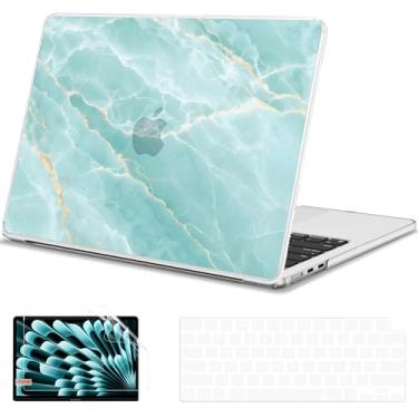 Imagem de G JGOO Compatível com MacBook Air 13 polegadas 2025 2024 2023 2022 M4 A3240 M3 A3113 M2 A2681, capa rígida de plástico para MacBook Air de 13,6 polegadas + capa de teclado + protetor de tela, mármore