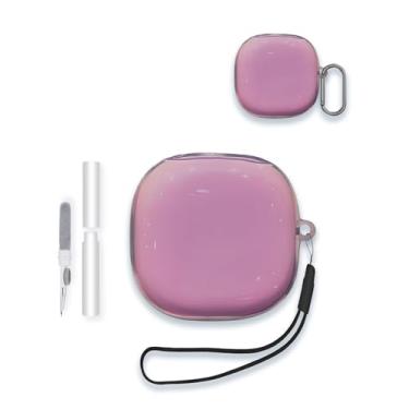 Imagem de Capa para fones de ouvido abertos SHOKZ OpenFit 2 T920, capa protetora de TPU com design de cor gradiente WUNIAK com chaveiro e kit de limpeza para fones de ouvido Bose ultra abertos, roxo.