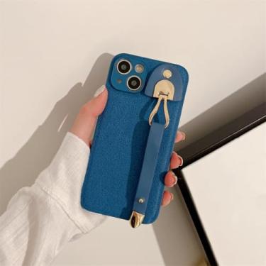 Imagem de IRTGFG Capa de couro luxuosa com alça de pulso e textura para iPhone 16 Plus, capa traseira à prova de choque (para iPhone 16 Plus/2)