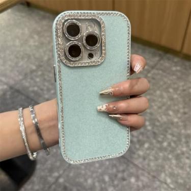 Imagem de HJZSZX Capa dupla face com tachas e tela cheia brilhante para iPhone 16 Pro, tudo incluído, luxuosa e cheia de doces (para iPhone 16 Pro/azul)