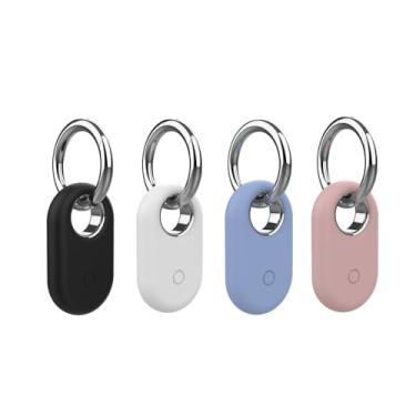 Imagem de Compatível com capa Samsung Galaxy SmartTag2, pacote com 4 capas protetoras de silicone para Galaxy Smart Tag 2 com chaveiro, proteção completa anti-arranhões para chaves, bolsas, bagagem