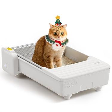 Imagem de UBPET Caixa de areia para gatos autolimpante, caixa de areia automática aberta para vários gatos, proteção de segurança para sensores de peso, controle inteligente de aplicativos, eliminação de