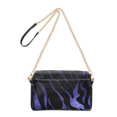 Imagem de Joitme Bolsa de ombro feminina transversal para celular, bolsa de ombro roxa com estampa de zebra preta, alça de corrente de couro PU