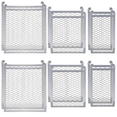 Imagem de Tewloss Grade de pintura de metal resistente, grade de balde de rolo de pintura de 12 peças, malha de metal de 4 lados, grade de balde de aço prata para baldes de tinta de vários tamanhos