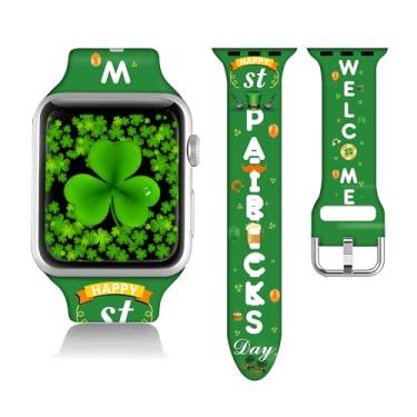 Imagem de Pulseira de substituição compatível com Clover Apple Watch 38/40/41/42/44/45/46/49 mm. Pulseira de substituição de silicone macio St Patricks Gifts para Iwatch Series 11 10 9 8 7 6 5 4 3 2 1 SE.42 mm