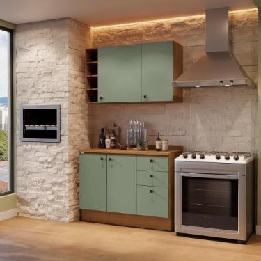 Imagem de Armário de Cozinha Compacta Garrafeiro 120cm Canela/Verde Frevo Pixel 