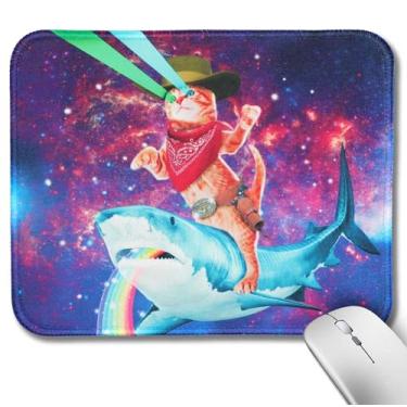 Imagem de Farbiunu Mouse pads pequenos para pupila, mouse pad divertido, mouse pad com textura premium, mousepads laváveis com pano de lycra, mouse pad com base de borracha antiderrapante, 19 x 18 x 0,30 cm (gato caubóiro)