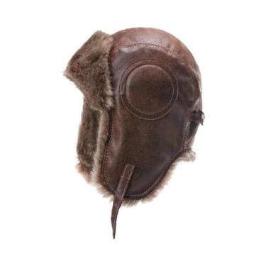 Imagem de Chapéu Bomber Masculino De Inverno Quente Com Pelo Sintético, Óculos D