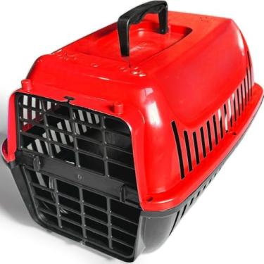 Imagem de Caixa de Transporte Gato 1 OU 2 Caixa de Transporte Cachorro Casinha de Gato para Viagens Terrestres(VERMELHO,Nº1)