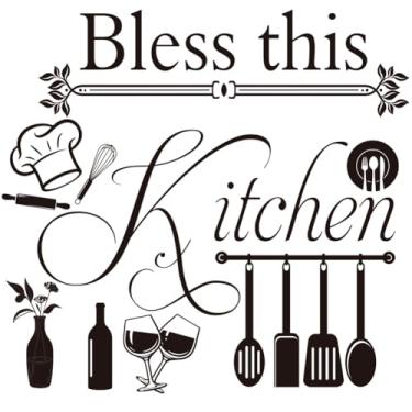 Imagem de Adesivos de parede de cozinha, citações de cozinha, decalques de parede com letras engraçadas, vinil, utensílios divertidos, decorações artísticas para casa, sala de jantar, cafeteria