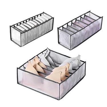 Imagem de Caixa Plegável para Armazenamento de Roupa Intima Uso Residencial Divisor Gaveta Organizador com Malha Sutiãs Meias Respirável Leve e Fácil Limpar