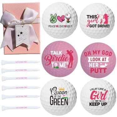 Imagem de BULANGFA Conjunto de bolas de golfe femininas engraçadas para mulheres com camisetas e caixa de presente, presentes de golfe para mulheres, colegas de trabalho, golfista, rosa