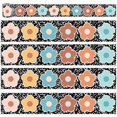 Imagem de FYSUIMU Quadro de avisos de flor de sonho de 10 m, borda boho, cor boho, corte de matriz, rolo de borda para decoração de parede de quadro-negro de sala de aula