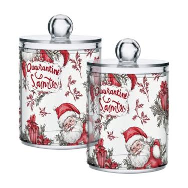 Imagem de xigua Pacote com 4 lindos suportes de Natal para bolas de algodão, cotonete – Frasco de plástico de boticário de armazenamento versátil transparente de 4 ml para banheiro e organização de