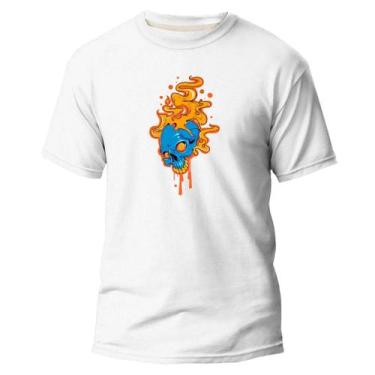 Imagem de Camiseta Basica Algodão Premium Estampada Caveira Laranja - Pavesi, Br