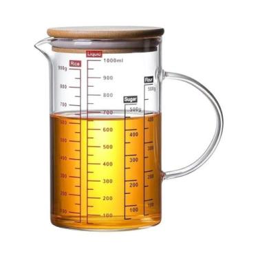 Imagem de Copos Medidores De Vidro Borossilicato Transparente Com Alça E Bico Em
