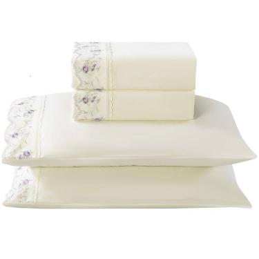 Imagem de Jogo Lençol King Floral Bordado 4pç 100% Poliéster - Lav