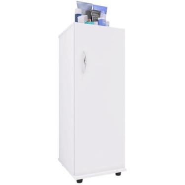 Imagem de Armário Vertical de Banheiro, Branco, 3 Prateleiras, com Rodinhas, Organizador para Produtos