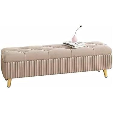 Imagem de Banco De Entrada, Banco De Sapatos Para Sala De Estar, Banco De Sapatos De Armazenamento Dobrável, Banco De Armazenamento De Flanela, Suporte De Sapatos De Quarto Ele, One Color, 100cm/39.4in