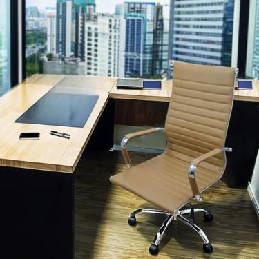 Imagem de Cadeira Presidente Alta de Esteirinha - Ventilada e Confortável, Ideal para Escritórios Profissionais e Trabalho Prolongado(Bege)