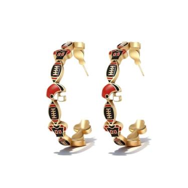 Imagem de Brincos de futebol para mulheres, argola grande, zinco, dia de jogo, futebol, mãe, férias, presente para fãs de esportes, Large, Zinco, Sem pedra preciosa