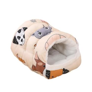 Imagem de WeiLaiKeQi Cama-caverna para animais de estimação, esconderijo com almofada espessa, compacta e confortável para cães e gatos, saco de dormir para animais de, Style B, L