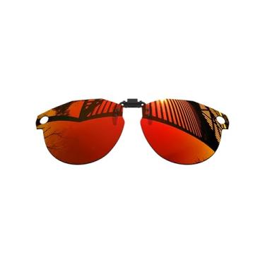 Imagem de MYCOURAG Lentes polarizadas Flip-Up para óculos de sol Oakley Meta HSTN OW8002 51 mm armação de óculos de sol com proteção UV – Vermelho fogo espelhado revestido polarizado