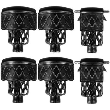 Imagem de Pacote com 6 bolsos para mesa de sinuca, bolsos de bilhar de couro PU, conjunto de escudo de rede de bilhar resistente com padrão de diamante, 4 bolsos nos cantos e 2 bolsos laterais