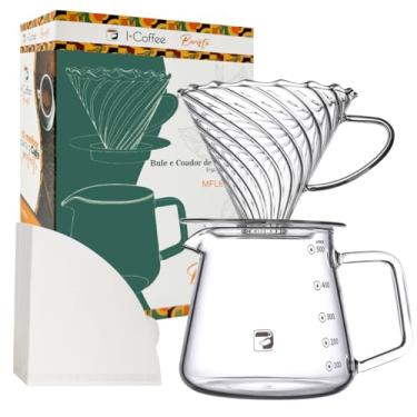 Imagem de iCoffee Conjunto Kit Cafeteiras V60 com 50 Filtros, Filtro de Vidro Borossilicato sem BPA