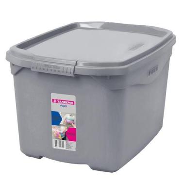 Imagem de Caixa Organizadora Plástica Cinza Concreto 29L Flex Sanremo