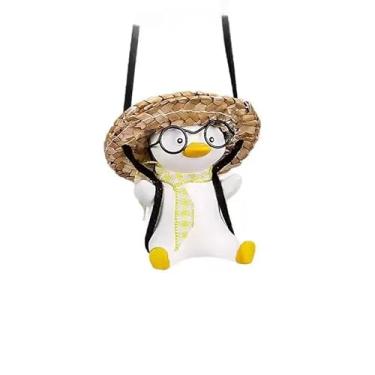 Imagem de MOYEE Enfeite para pendurar no espelho retrovisor de carro de pato balançando, interior de pingente de carro engraçado adequado para homens e mulheres (pato fofo)