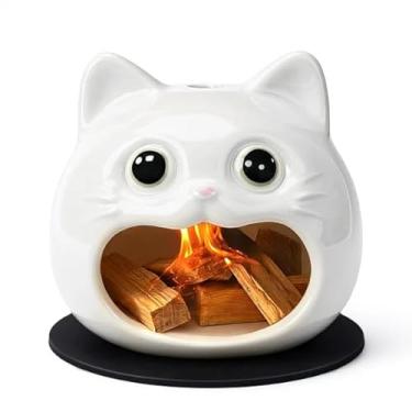 Imagem de TIPKITS Suporte de cerâmica Palo Santo, queimador Palo Santo feito à mão com tapete resistente ao calor, suporte de incenso para limpeza energética, ioga, presente de meditação, decoração