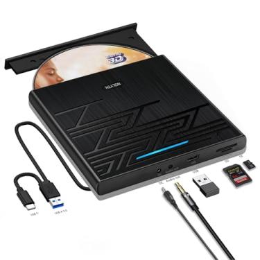 Imagem de NOLYTH Leitor de Blu-Ray externo, unidade Bluray portátil externa para Mac, gravador USB Blu Ray com entrada USB SD TF de áudio de 3,5 mm para laptop, PC, MacBook, Windows Desktop