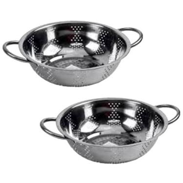 Imagem de Kit 2 Escorredor Inox Arroz Macarrão Peneira de Cozinha 25cm - Rio Tij