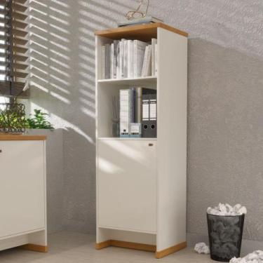 Imagem de Armário Alto 2 Prateleiras Tampo MDP 25mm Moscou ViaNossa, Off White/N