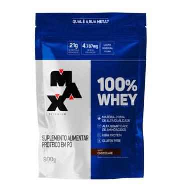Imagem de 100% whey sabor chocolate 900g refil - MAX TITANIUM
