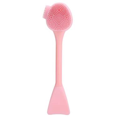 Imagem de Escova de limpeza facial de silicone portátil, máscara flexível e macia, bastão de mistura para limpeza profunda e massagem de pele normal, material pp de silicone de qualidade (Estilo rabo de peixe de cabeça dupla rosa completo)
