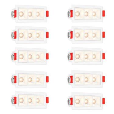 Imagem de 10 Mini Spot Led Triplo Downlight Embutir Corredor Bet91 - Bet91kit10,