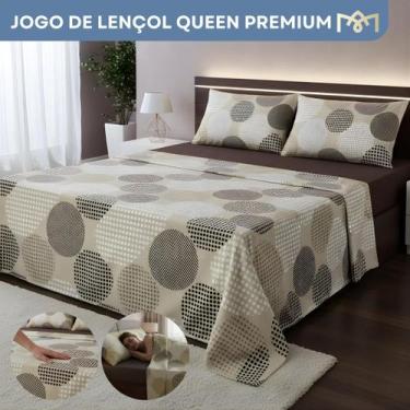 Imagem de Jogo De Cama 4 Peças Queen Padrão Estampado Hipercal 400 Fios Super Ma