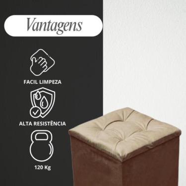 Imagem de Puff Pufe Baú Quadrado Decorativo Detalhado Feito A Mão - Realizar, Be