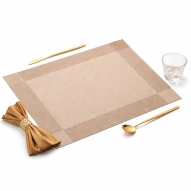 Imagem de Jogo Americano 6 Peças Retangular Mesa Posta Limpeza Fácil 45x30cm (Marrom Claro)