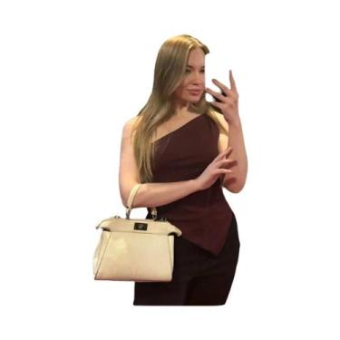 Imagem de Camiseta Feminina Slim Fit Assimétrica De Cor Sólida Casual Fashion 20