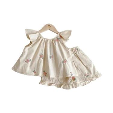 Imagem de Conjunto De Roupas Para Meninas Com Urso Bordado, Colete De Manga Voad