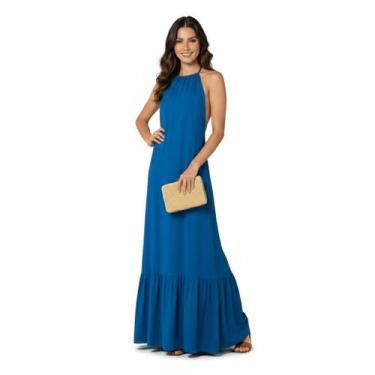 Imagem de Vestido Longo Frente Única Casamentos Festas - CCS MANIA, P, Azul