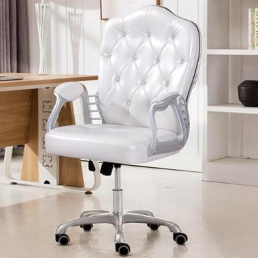 Imagem de Cadeira de mesa ergonômica, cadeira de escritório de altura ajustável com rodas, cadeira giratória com apoios de braços, ideal para escritório em casa ou penteadeira, adequada para mulheres e adultos