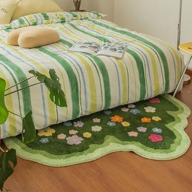 Imagem de Tapete verde de musgo, tapete 3D verde antiderrapante para quarto, tapete decorativo fofo (0,6 x 1,2 m)