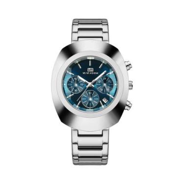 Imagem de Relógio De Pulso Masculino Azul Dourado Com Pulseira De Aço Inoxidável