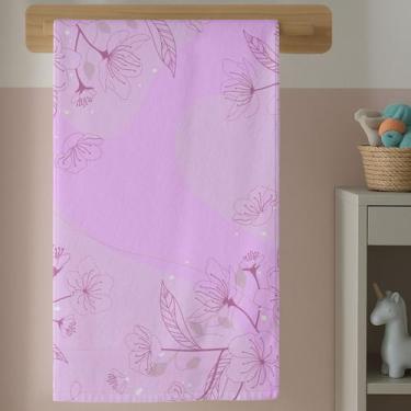 Imagem de Toalha Infantil Banho Estampa Rosa De Flores Macia Confortável E Ideal