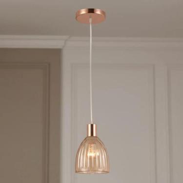 Imagem de Lustre Pendente Luminária de Teto em Vidro Mooca Cobre Rose Gold Decor